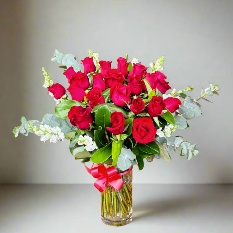 Red Roses in Vase